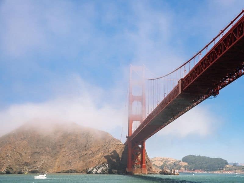 View underneath the Golden Gate Bridge on a cruise