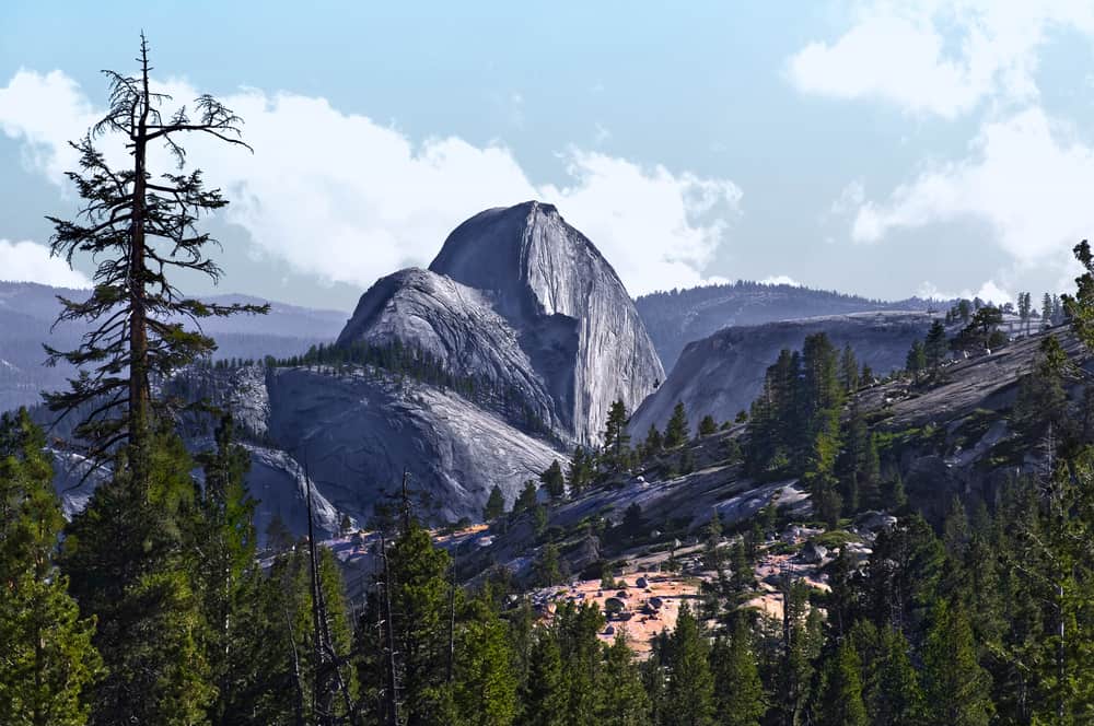 view of yosemite at Olmsted point along the Tioga Pass road