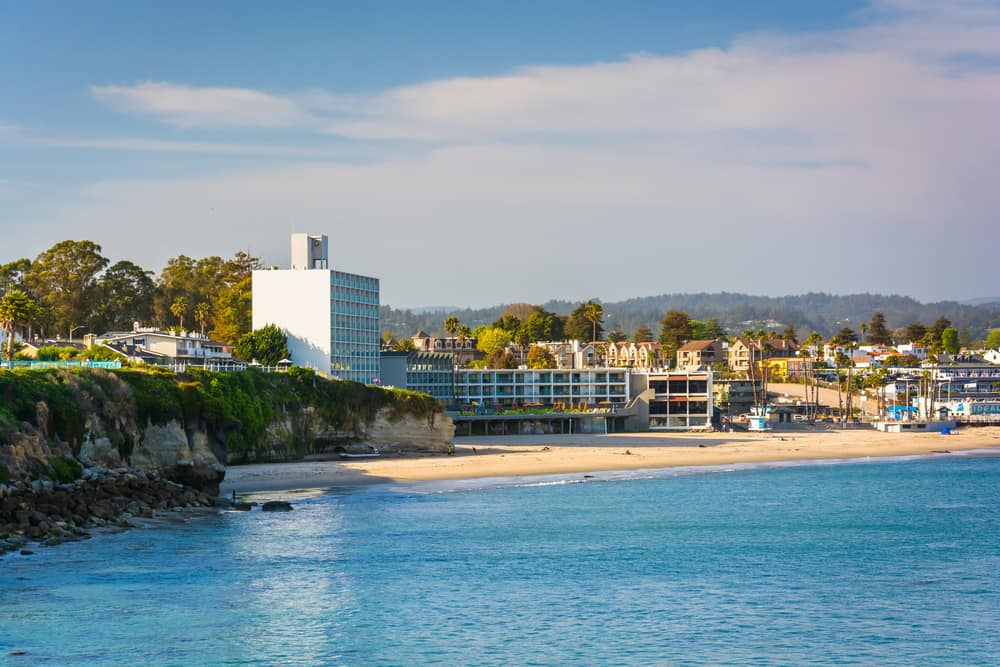 the Santa Cruz beach on a sunny partly cloudy afternoon