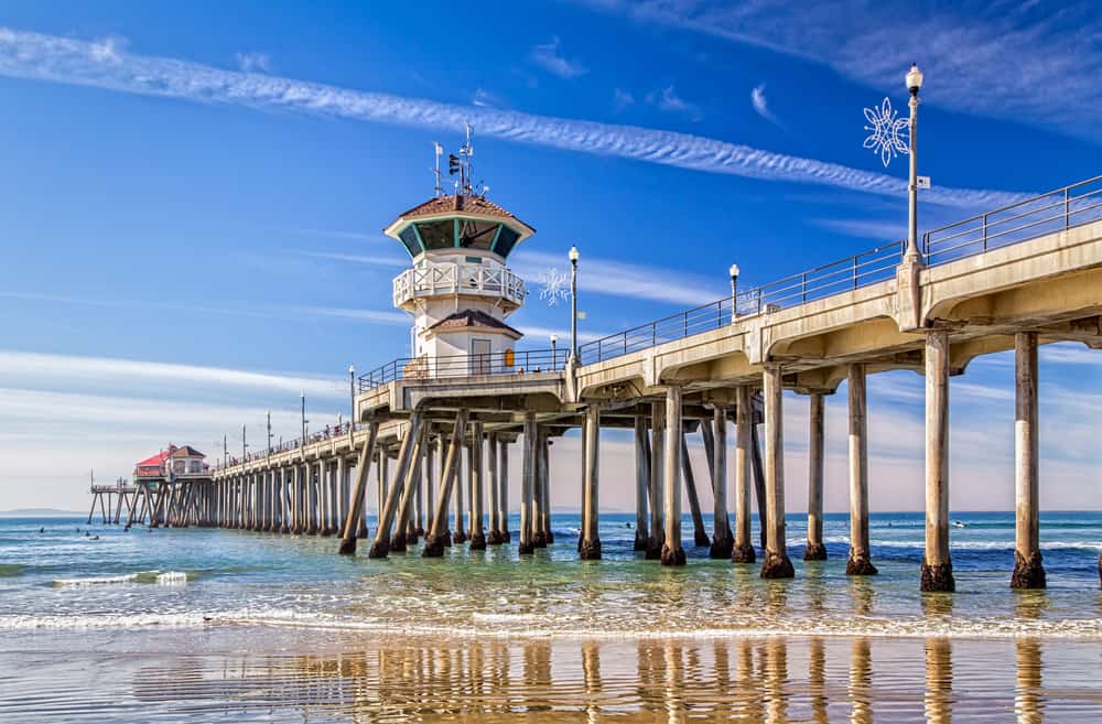 the wooden pier at huntington beach