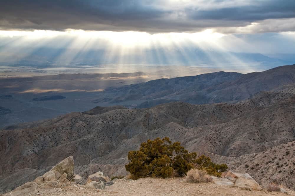 light at keys view in Joshua tree national park