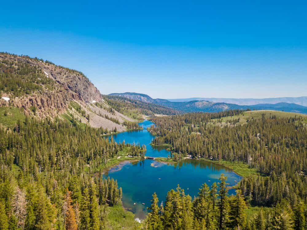 twin lakes viewpoint in mammoth lakes california on a highway 395 road trip in the eastern sierras