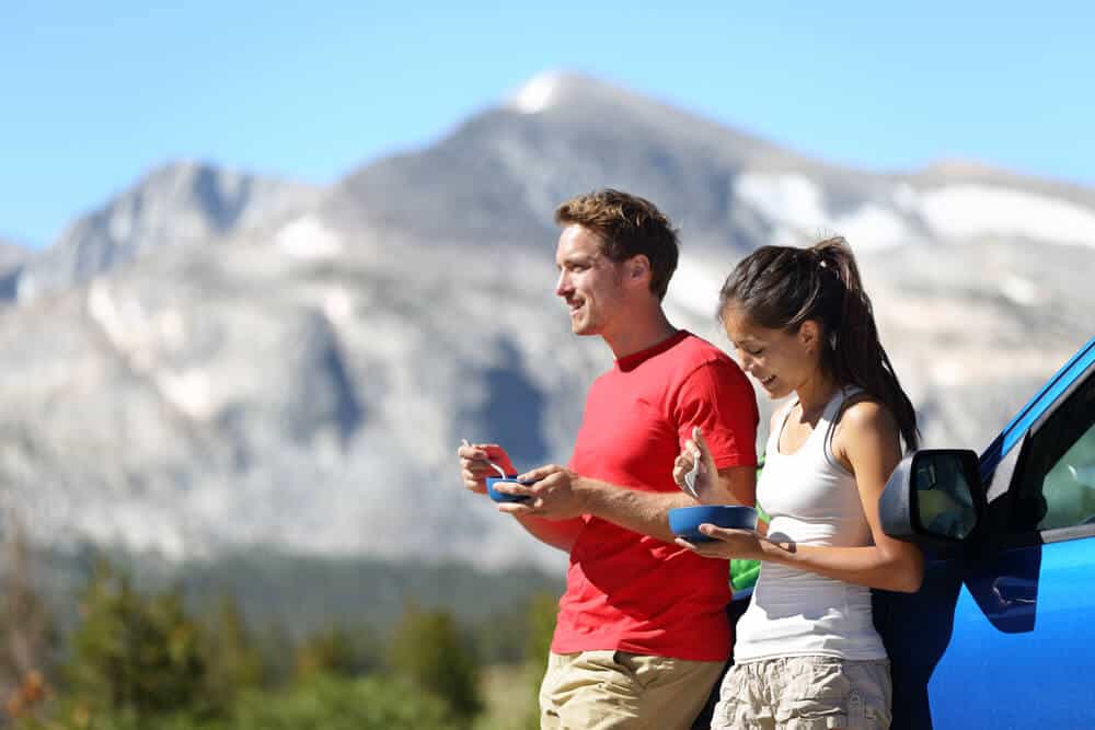 people eating a picnic in yosemite