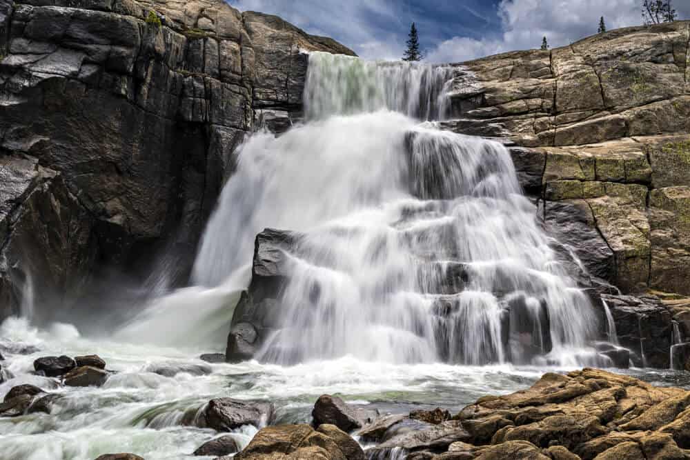 A powerful waterfall cascading in Yosemite