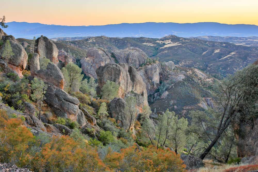 Twilight over Pinnacle Rock Formations. Pinnacles National Park, San Benito County, California, USA.