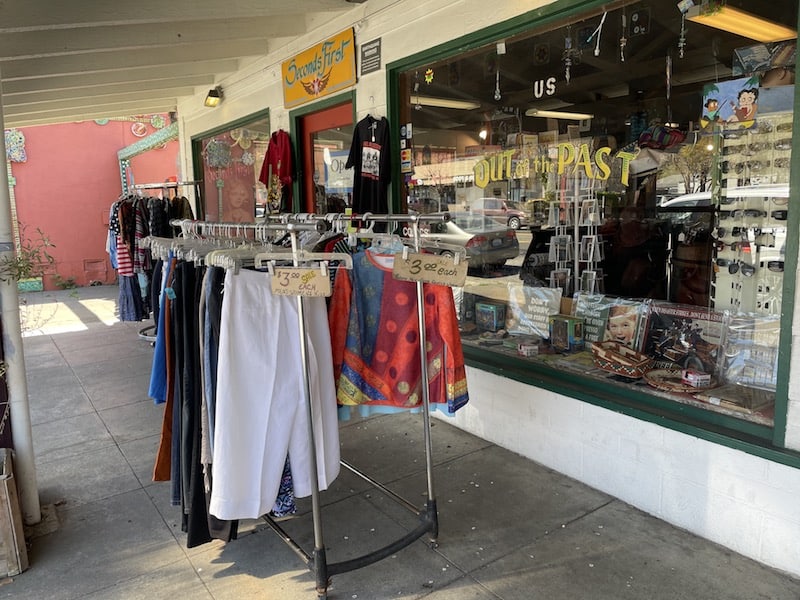 secondhand clothes outside at a shop in guerneville