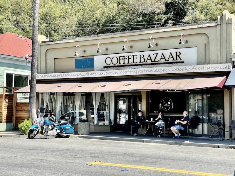 the storefront of coffee bazaar in guerneville