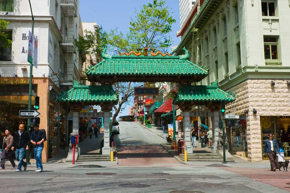 chinatown dragon gate in san francisco with green roof