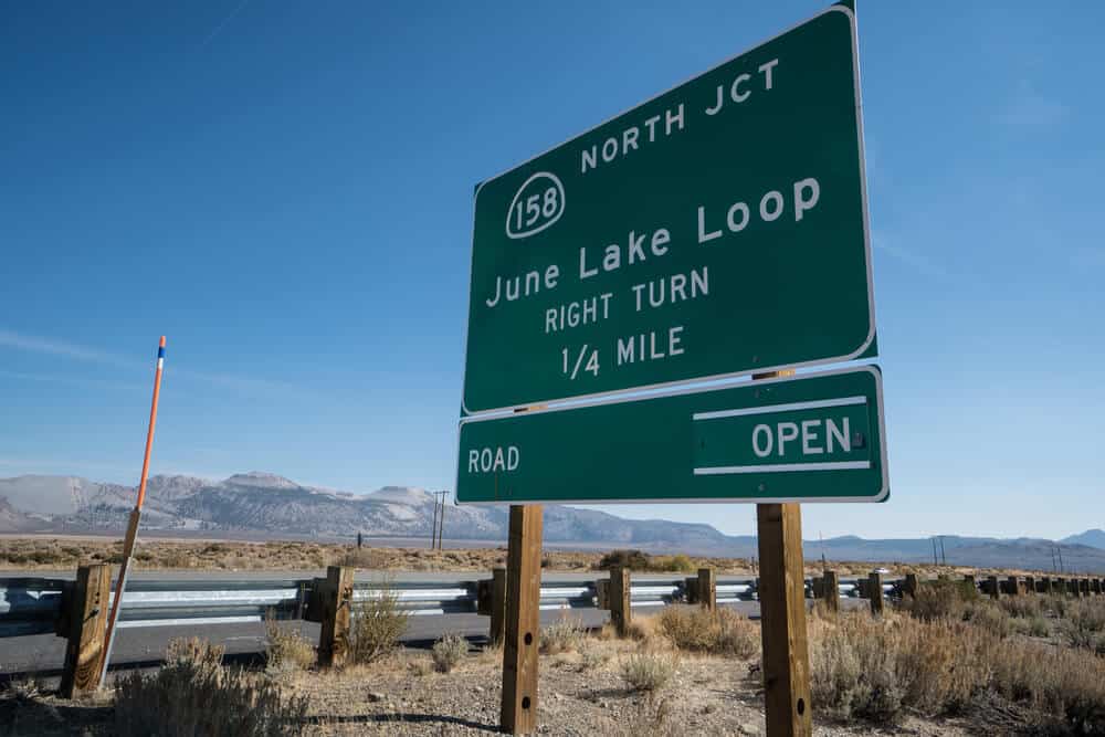 sign that reads june lake loop 