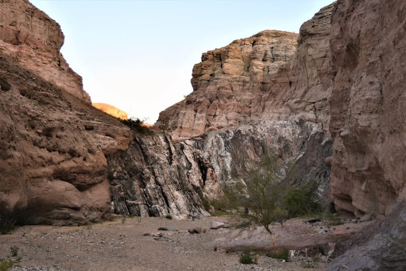 Painted Canyon 3. One of the many canyons in Painted Canyon on the Ladder Hike Trail in the Mecca Hills Wilderness. Located northeast of the Salton Sea near Mecca in California. Slot canyons, rocks.