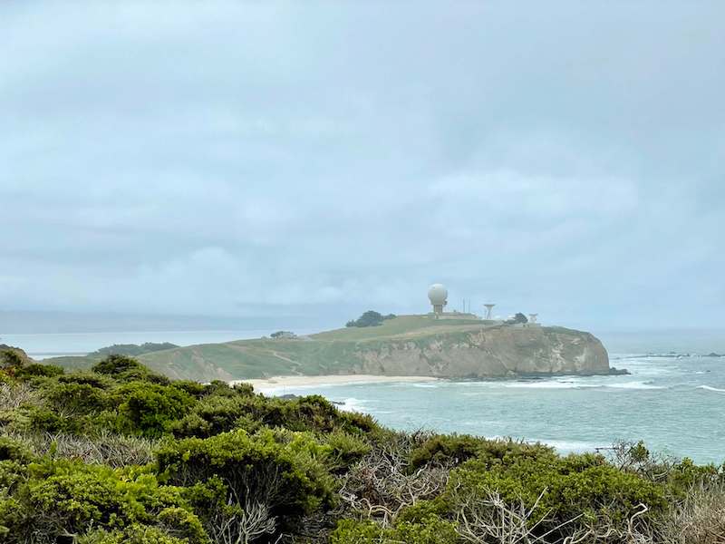 Pillar Point Bluff overlook to the strange military installation on the peninsula