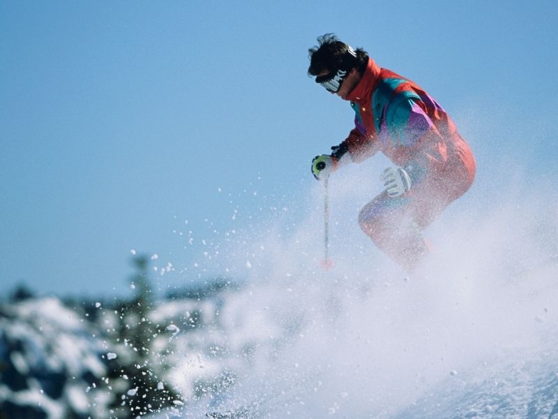 person skiing in california