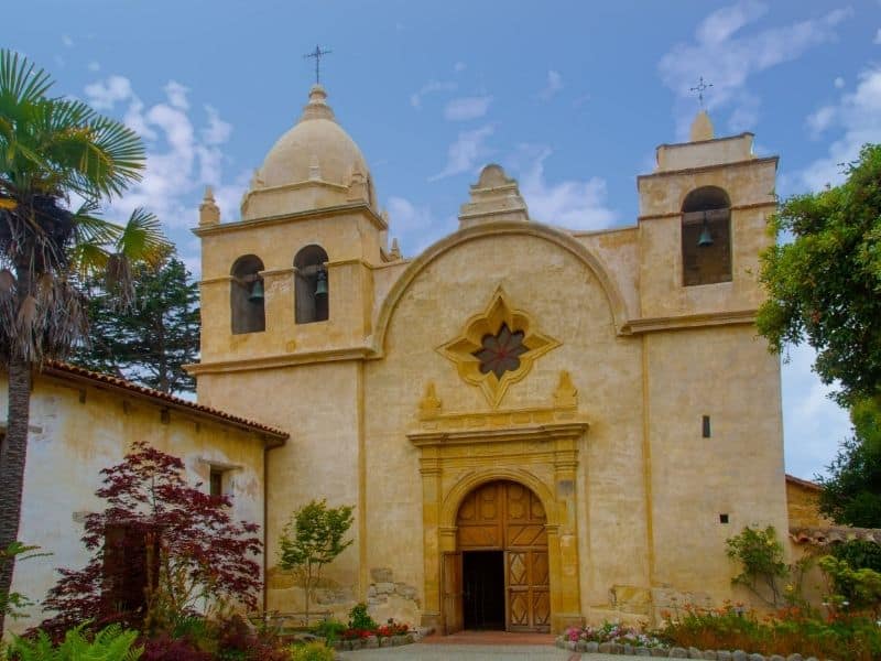 the mission in carmel california a church building in tan tones