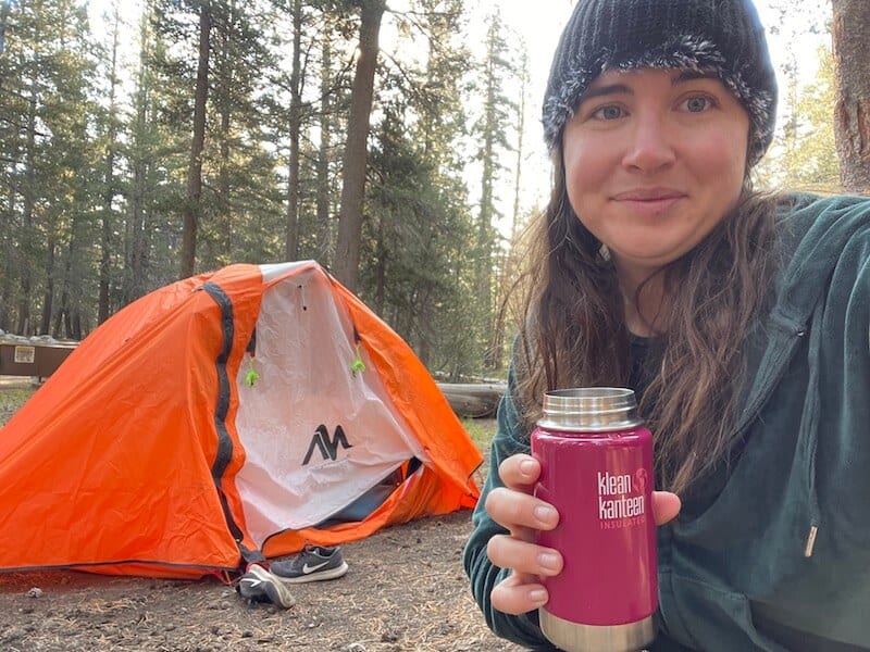 Allison camping at a tent site in tuolumne meadows