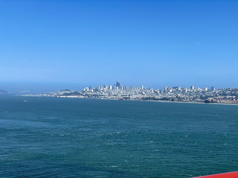 The city skyline as seen from the golden gate bridge