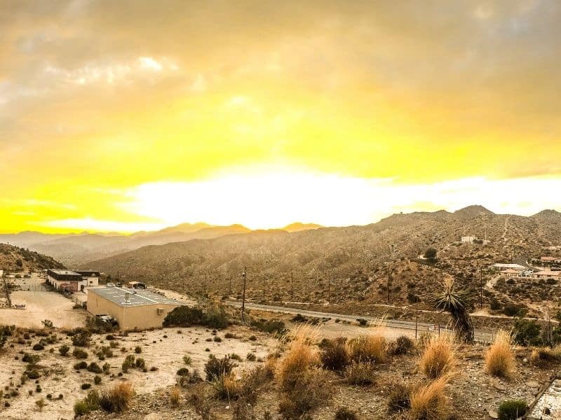 sunrise over yucca valley california