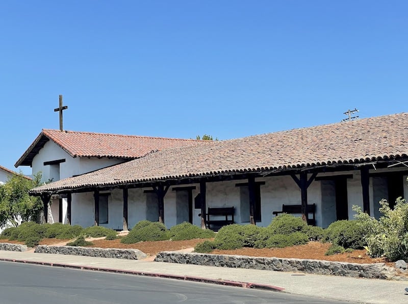 the sonoma mission on the corner of sonoma square a great place to walk around in the evening on your weekend in sonoma