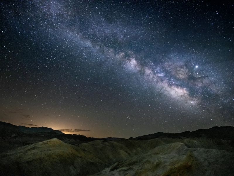the milky way over the landscape at zabriskie point in death valley california