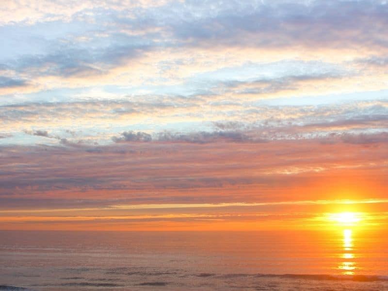 sunset over the pacific ocean at la selva beach