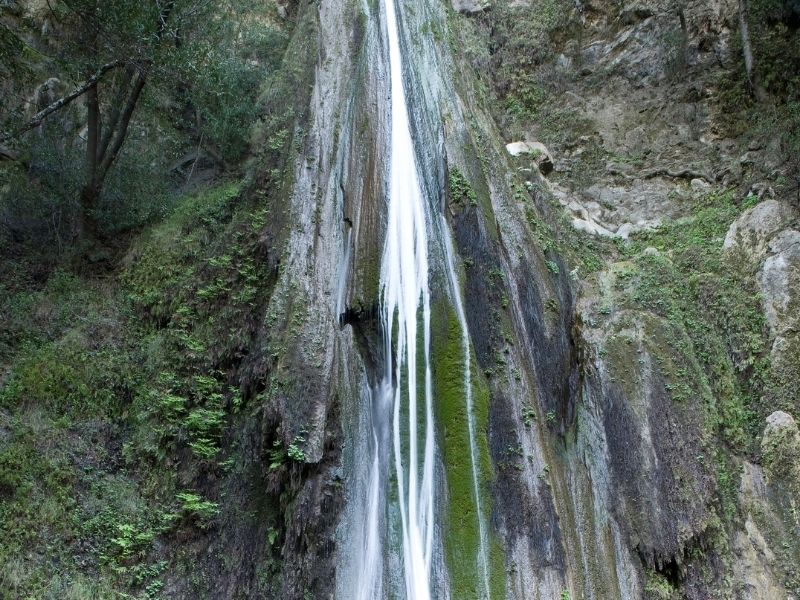 waterfall on a mossy cliff in solvang california