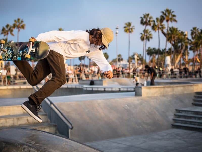 person skateboarding in venice beach california