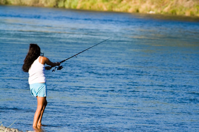 Woman fishing in California.