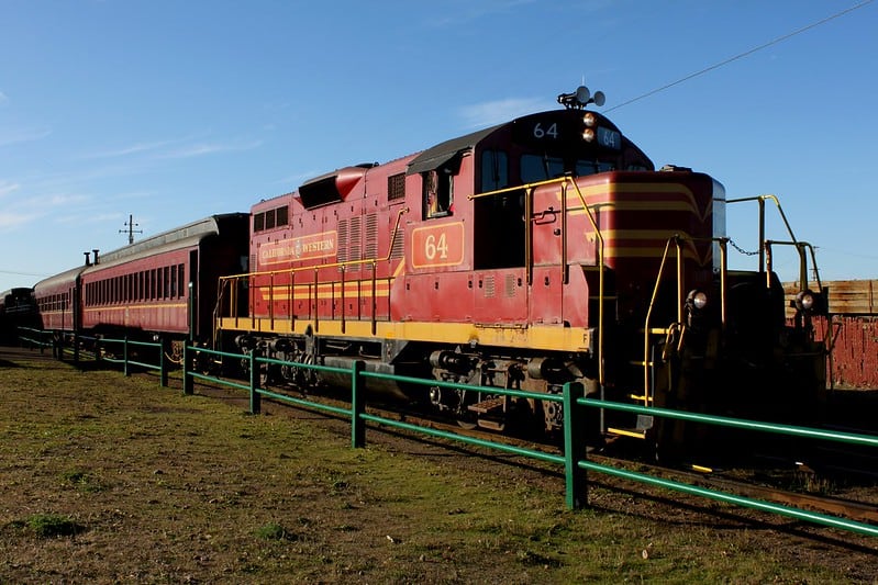 A red train in Fort Bragg California